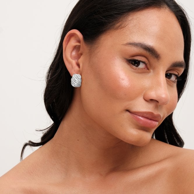 Jon Richard Jon Richard Silver Plated Large Ridge Hoop Earrings