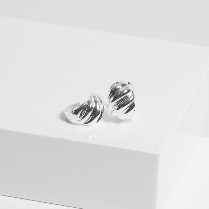 Jon Richard Jon Richard Silver Plated Large Ridge Hoop Earrings