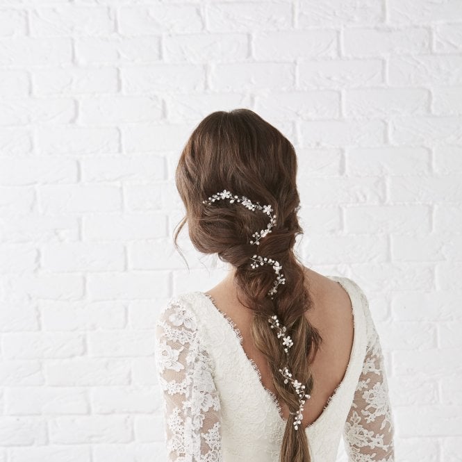 Jon Richard Jon Richard Silver Plated Mia Pearl And Crystal Long Hair Vine - Gift Pouch