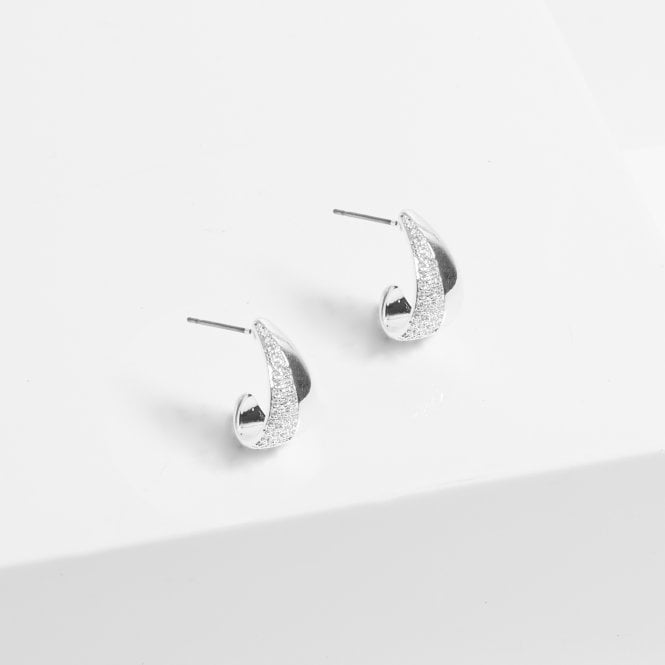 Jon Richard Jon Richard Silver Plated Micro Pave And Polished Hoops