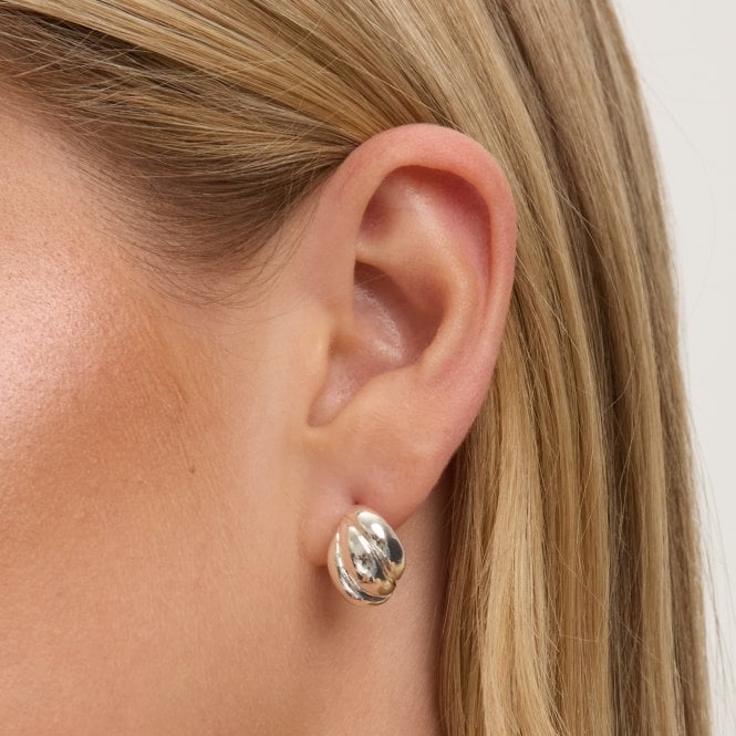 Jon Richard Jon Richard Silver Plated Mini Ribbed Stud Earrings