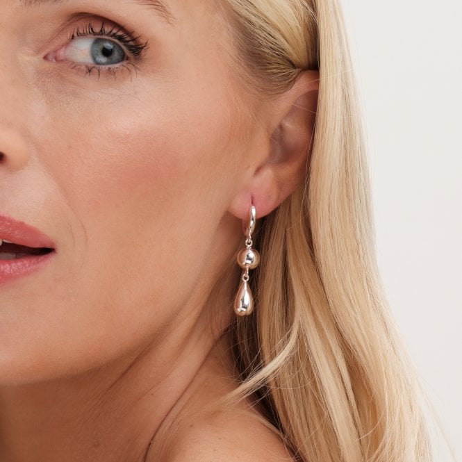 Jon Richard Jon Richard Silver Plated Orb And Teardrop Polished Earrings
