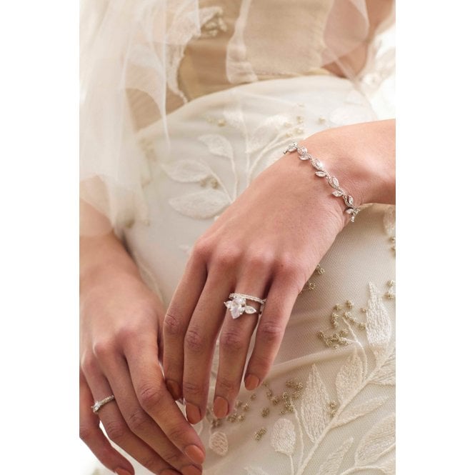 Jon Richard Jon Richard Silver Plated Pave Wave Leaf Bracelet