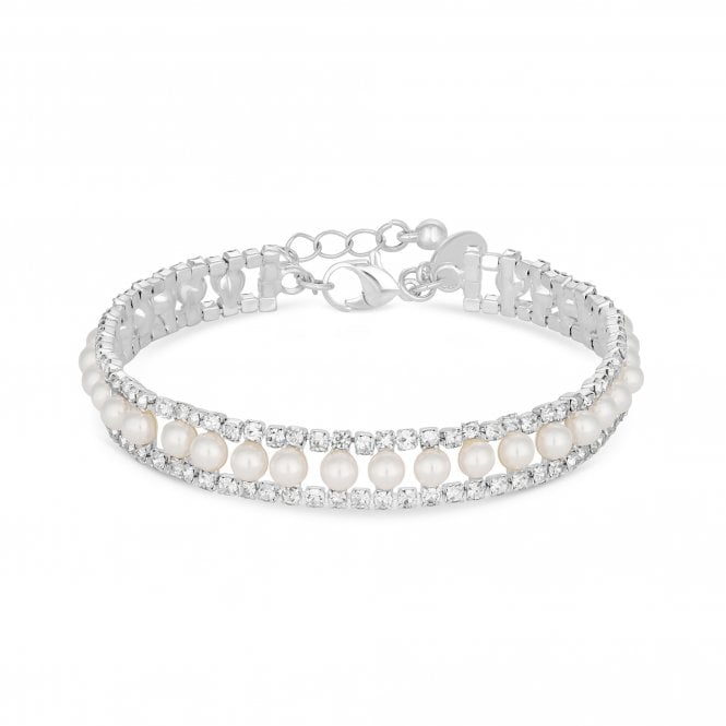 Jon Richard Jon Richard Silver Plated Pearl And Crystal Bracelet