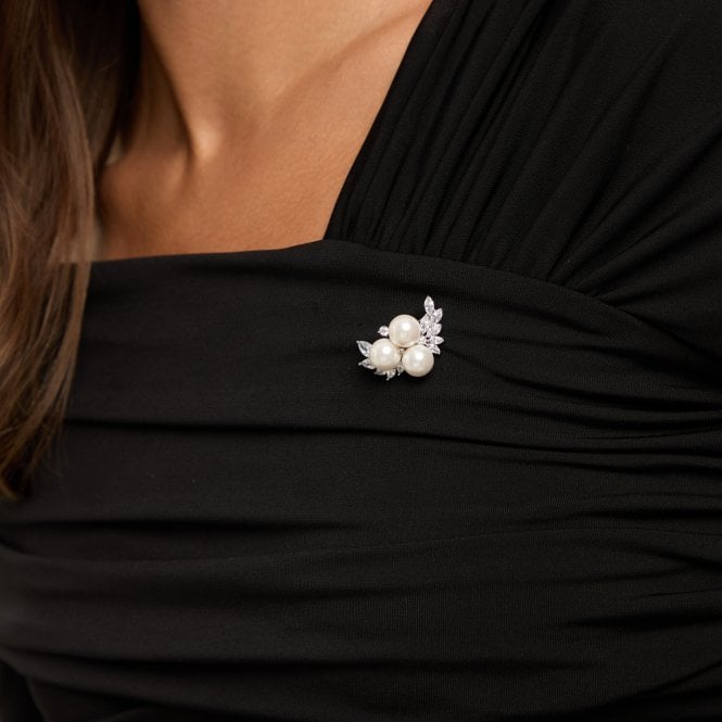 Jon Richard Jon Richard Silver Plated Pearl And Crystal Cluster Brooch - Gift Box