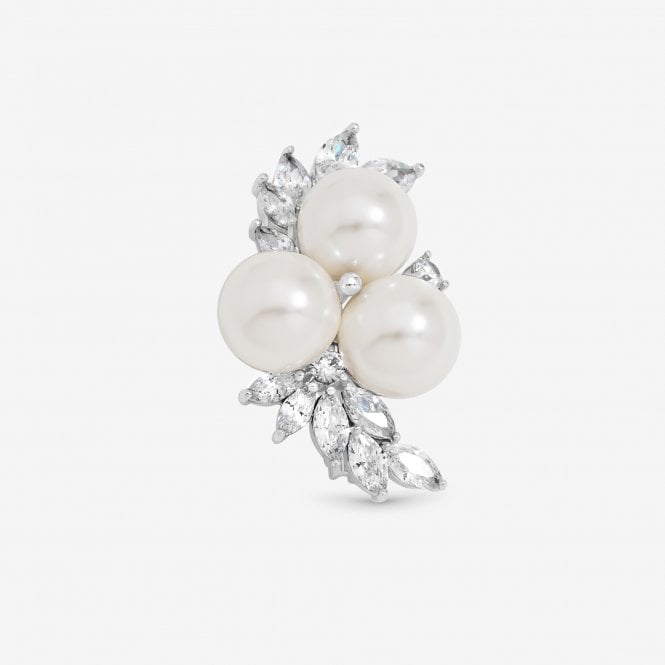jon richard Jon Richard Silver Plated Pearl and Crystal Cluster Brooch - Gift Box