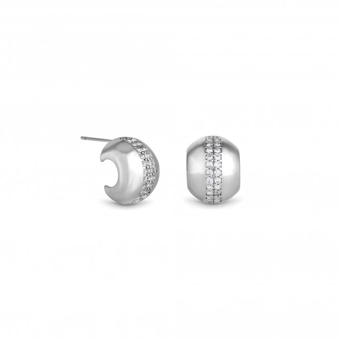 Jon Richard Jon Richard Silver Plated Polished Crystal Dome Stud Earrings