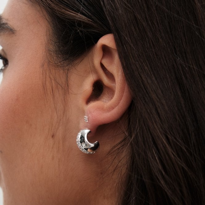 Jon Richard Jon Richard Silver Plated Polished Crystal Dome Stud Earrings