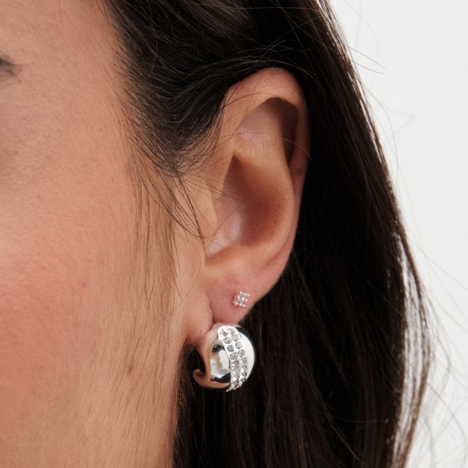 jon richard Jon Richard Silver Plated Polished Crystal Dome Stud Earrings