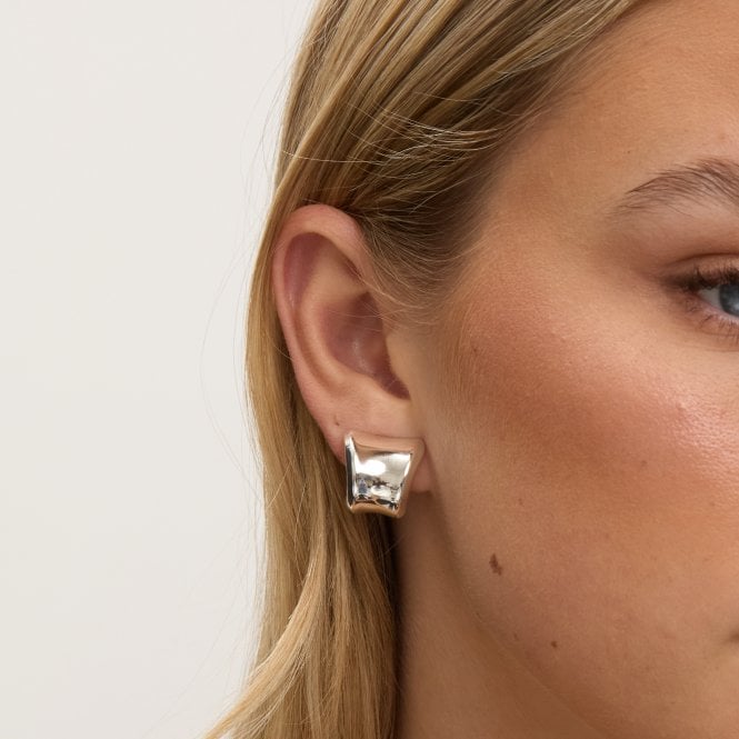 Jon Richard Jon Richard Silver Plated Polished Curved Clip Earrings