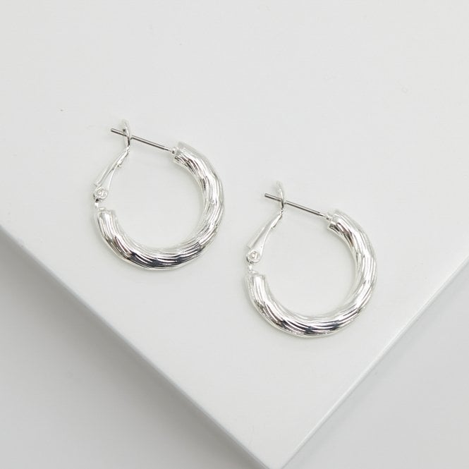 Jon Richard Jon Richard Silver Plated Polished Diamond Cut Hoop Earrings