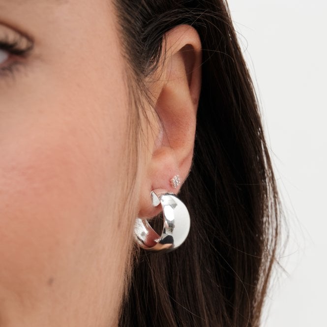 Jon Richard Jon Richard Silver Plated Polished Hoop Earrings