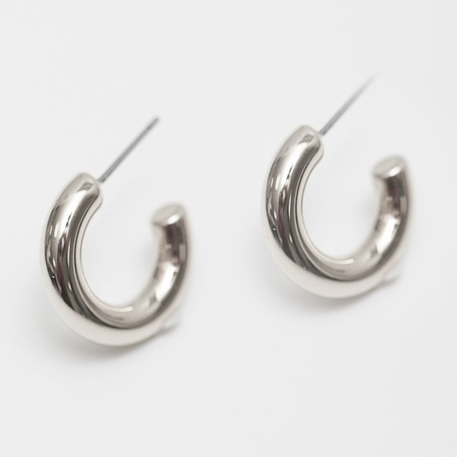 Jon Richard Jon Richard Silver Plated Polished Stainless Steel Hoop Earrings