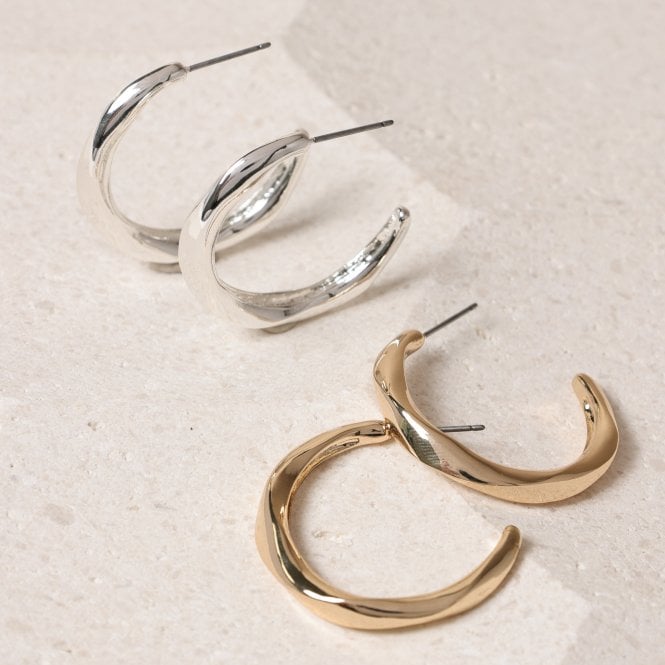 Jon Richard Jon Richard Silver Plated Polished Twist Hoop Earrings