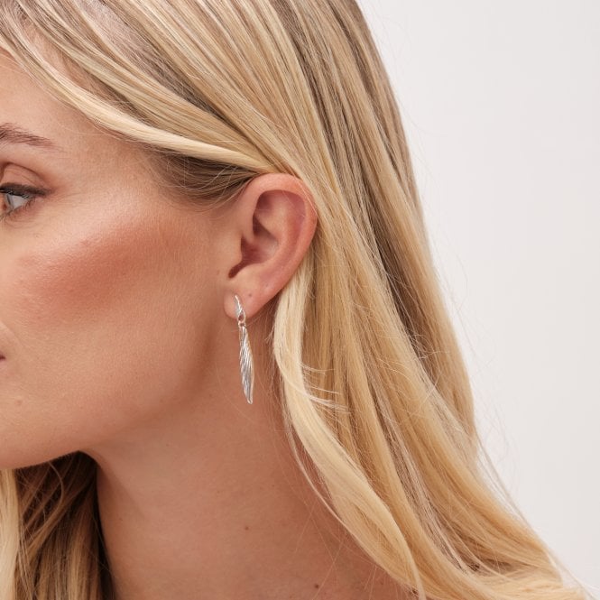 Jon Richard Jon Richard Silver Plated Ridge Drop Earrings