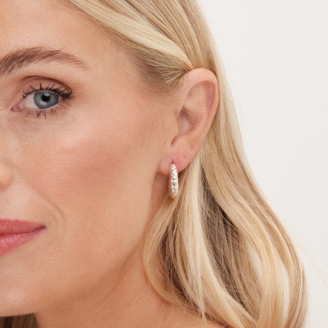 Jon Richard Jon Richard Silver Plated Ridge Hoop Earrings