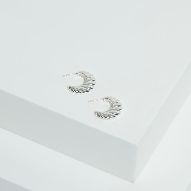 Jon Richard Jon Richard Silver Plated Ridge Hoop Earrings