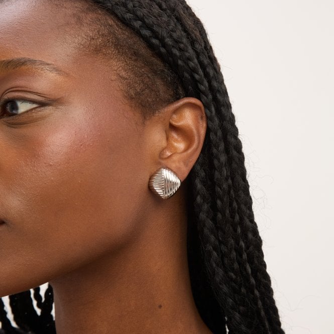 Jon Richard Jon Richard Silver Plated Ridge Square Clip Earrings