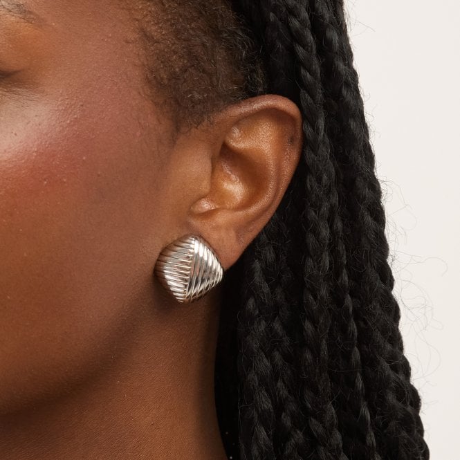 Jon Richard Jon Richard Silver Plated Ridge Square Clip Earrings