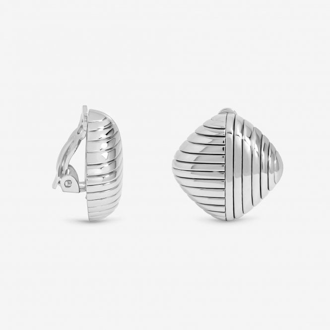jon richard Jon Richard Silver Plated Ridge Square Clip Earrings