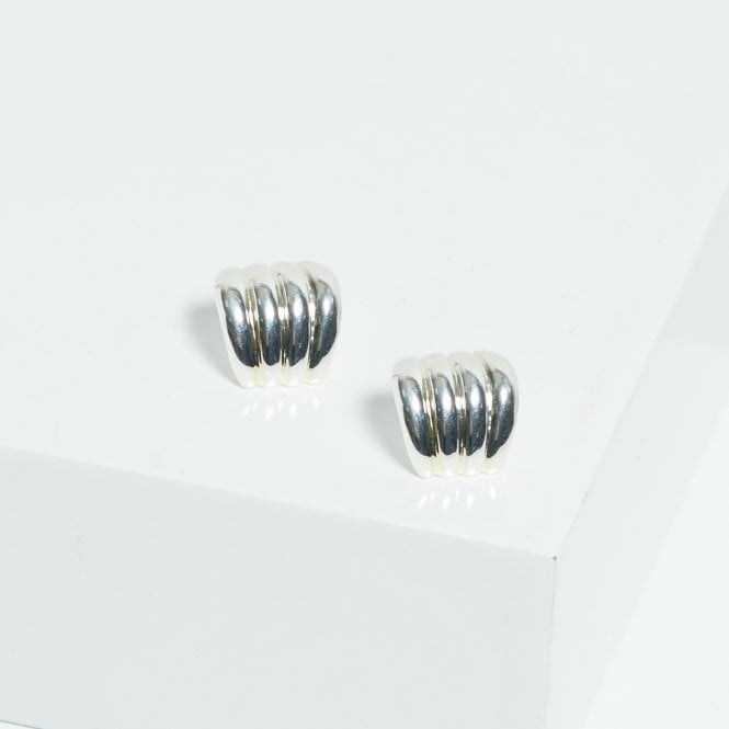 Jon Richard Jon Richard Silver Plated Ridge Stud Earrings