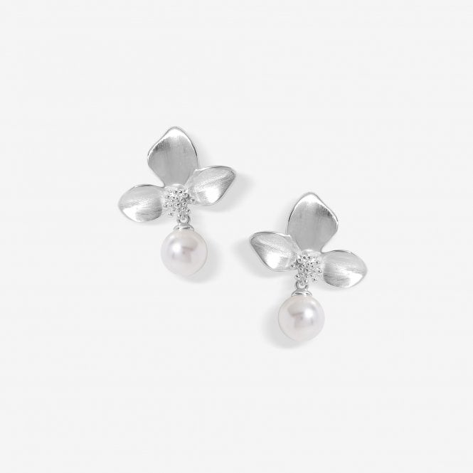jon richard Jon Richard Silver Plated Satin Floral And Pearl Earrings