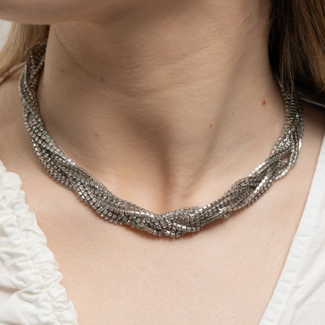 Jon Richard Jon Richard Silver Plated Statement Twisted Crystal Collar Necklace