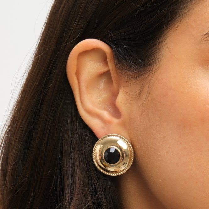 Jon Richard Jon Richard Statement Polished And Jet Round Earrings