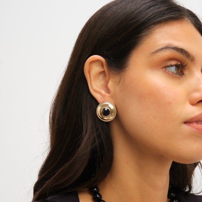 Jon Richard Jon Richard Statement Polished And Jet Round Earrings
