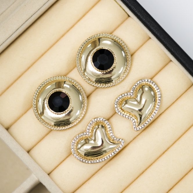 Jon Richard Jon Richard Statement Polished And Jet Round Earrings