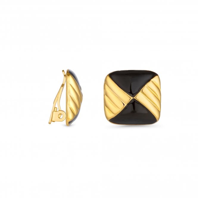 Jon Richard Jon Richard Vintage Inspired Gold Plated And Jet Enamel Earrings