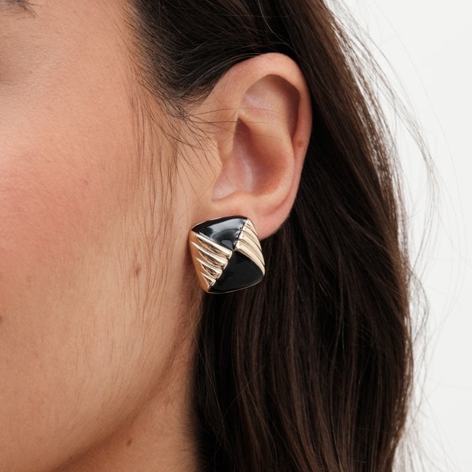 jon richard Jon Richard Vintage Inspired Gold Plated and Jet Enamel Earrings