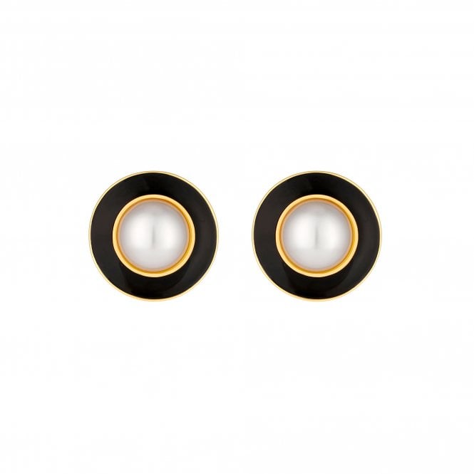 Jon Richard Jon Richard Vintage Inspired Gold Plated Pearl And Enamel Clip Earrings