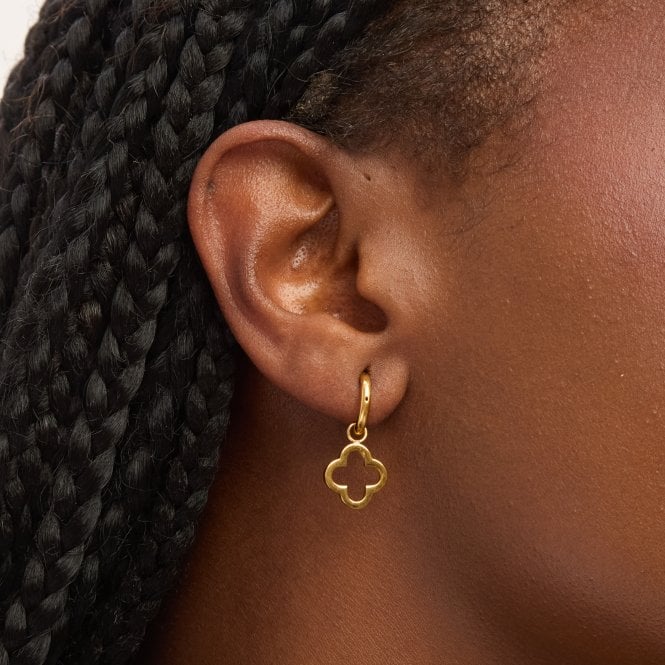 Jon Richard Jon Richard Waterproof Gold Plated Clover Huggie Hoops