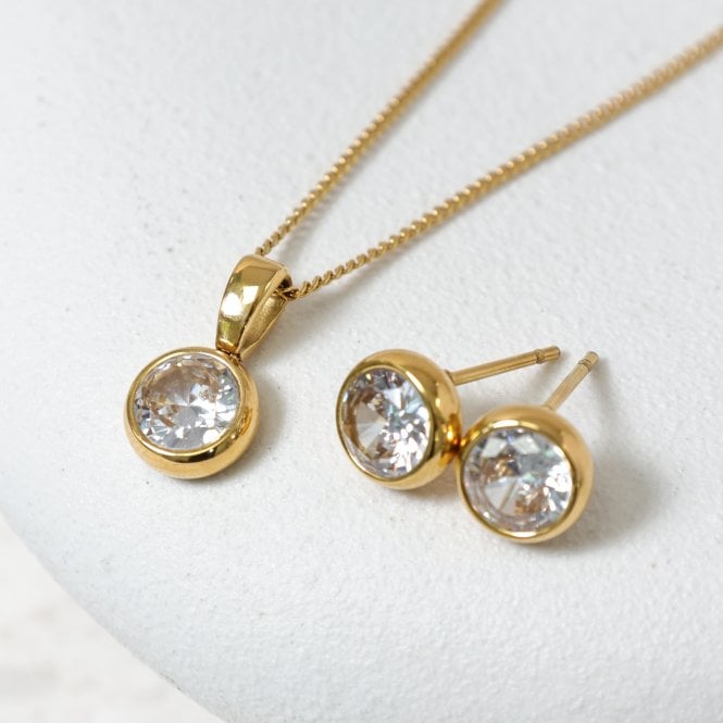 Jon Richard Jon Richard Waterproof Gold Plated Crystal Bezel Pendant