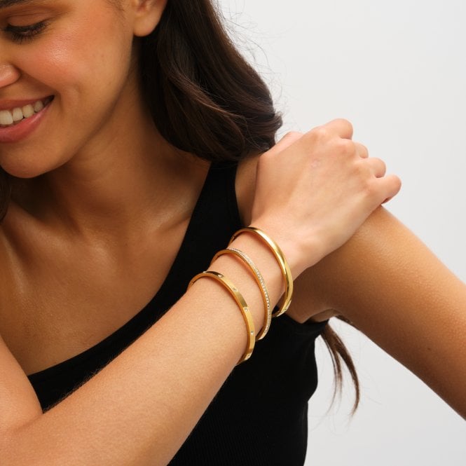 Jon Richard Jon Richard Waterproof Gold Plated Crystal Row Bangle