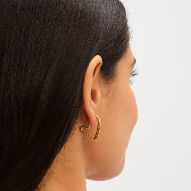 Jon Richard Jon Richard Waterproof Gold Plated Heart Hoop Earrings