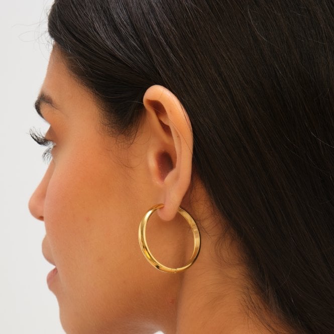 Jon Richard Jon Richard Waterproof Gold Plated Large Flat Surface Hoop Earrings