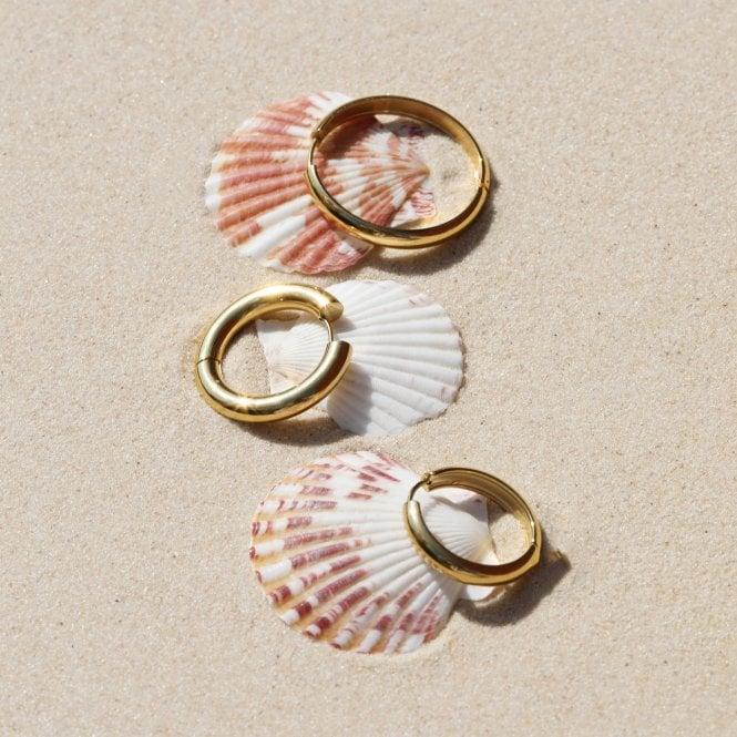 Jon Richard Jon Richard Waterproof Gold Plated Large Flat Surface Hoop Earrings