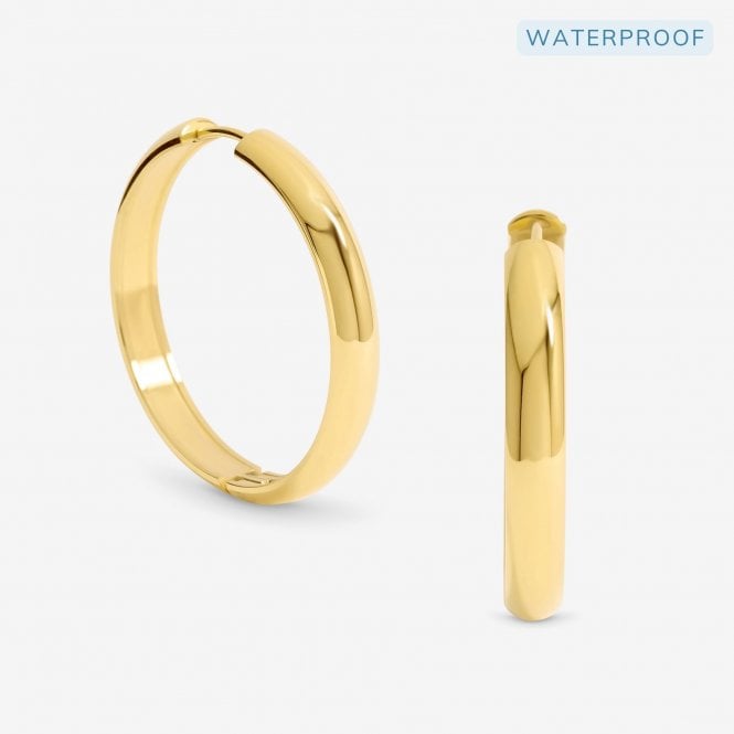 jon richard Jon Richard Waterproof Gold Plated Large Flat Surface Hoop Earrings