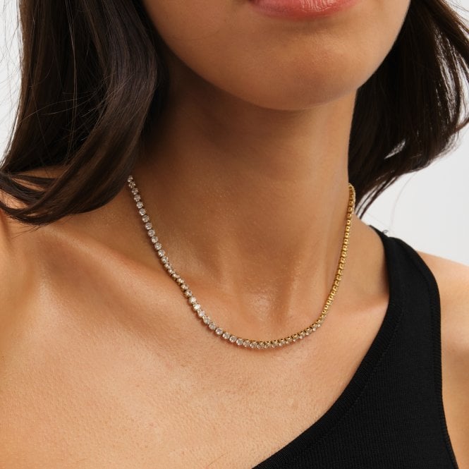 Jon Richard Jon Richard Waterproof Gold Plated Tennis Necklace