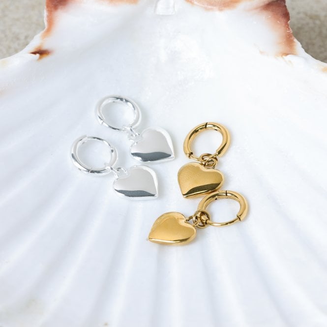 Jon Richard Jon Richard Waterproof Silver Plated Heart Charm Hoop Earrings