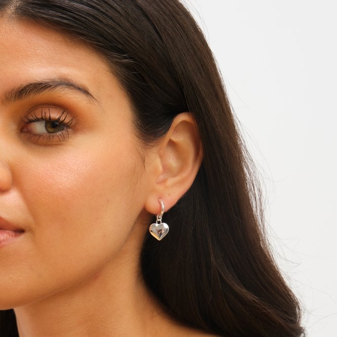 Jon Richard Jon Richard Waterproof Silver Plated Heart Charm Hoop Earrings