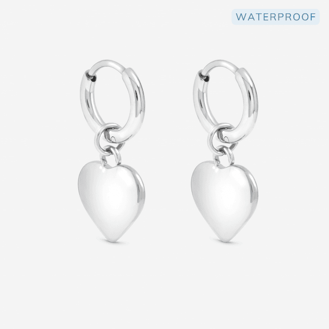jon richard Jon Richard Waterproof Silver Plated Heart Charm Hoop Earrings
