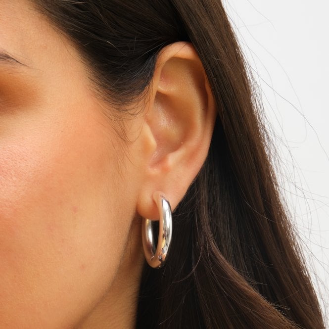 Jon Richard Jon Richard Waterproof Silver Plated Large Chubby Hoop Earrings