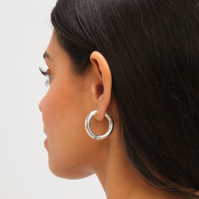 Jon Richard Jon Richard Waterproof Silver Plated Large Chubby Hoop Earrings