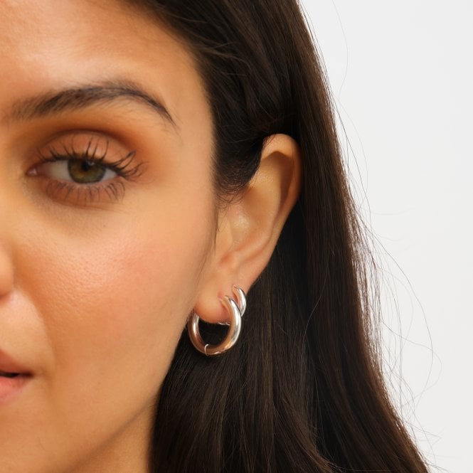 Jon Richard Jon Richard Waterproof Silver Plated Medium Chubby Hoop Earrings
