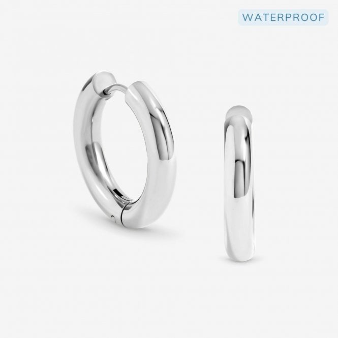 jon richard Jon Richard Waterproof Silver Plated Medium Chubby Hoop Earrings