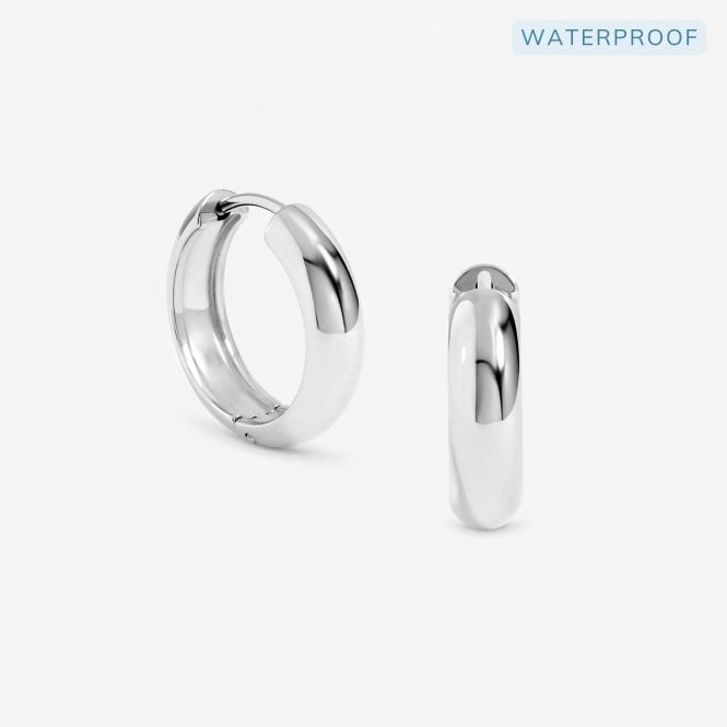 jon richard Jon Richard Waterproof Silver Plated Small Flat Surface Hoop Earrings