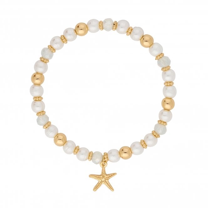 Jon Richard Lipsy Gold Beaded Charm Coastal Bracelet - Gift Boxed